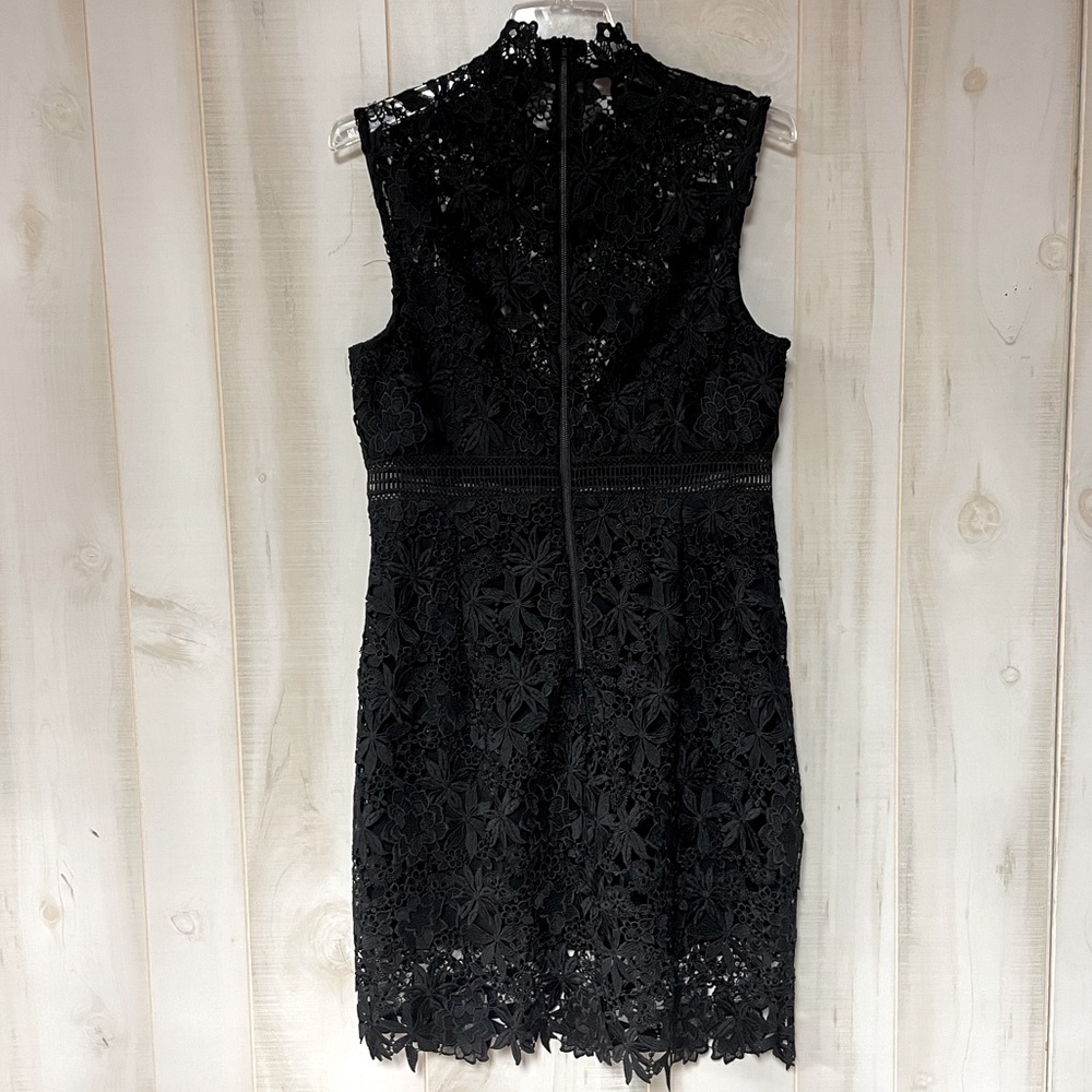 Bardot Black Sheer Lace Overlay Sleeveless High Neck Dress Sz 10 - Picture 2 of 8